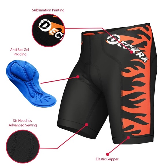 Mens Cycling Shorts 4D Gel Padded Bicycle Riding Summer Gym, Biking Half Knicks - Picture 4 of 6